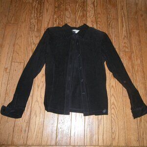 Women's 100% Suede Leather Casual Button Up Shirt